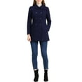 thumbnail image 3 of INSPIRE CHIC Women's Peter Pan Collar Double Breasted Winter Long Trench Pea Coat XL Navy Blue, 3 of 8