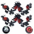thumbnail image 3 of ZhangC Fall Artificial Maple Leaf Garland with Pumpkin, 69 Inch Fall Hanging Vines with Black Orange Leaves, Thanksgiving Halloween Indoor Outdoor Decor for Mantel, Staircase and Party, 3 of 6