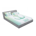 thumbnail image 3 of Ambesonne Ocean Fitted Sheet & Pillow Sham Set, Words Green Ombre Anchor, Twinxl, Green White, 3 of 3