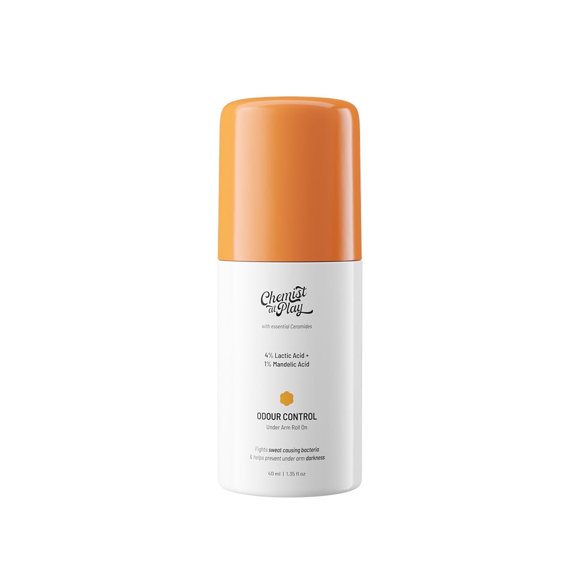 Chemist at Play UnderArm Roll On with 4% Lactic Acid & 1% Mandelic Acid | Fragrance Free for Sensitive Skin | Alcohol & Aluminium Free | 40 ml