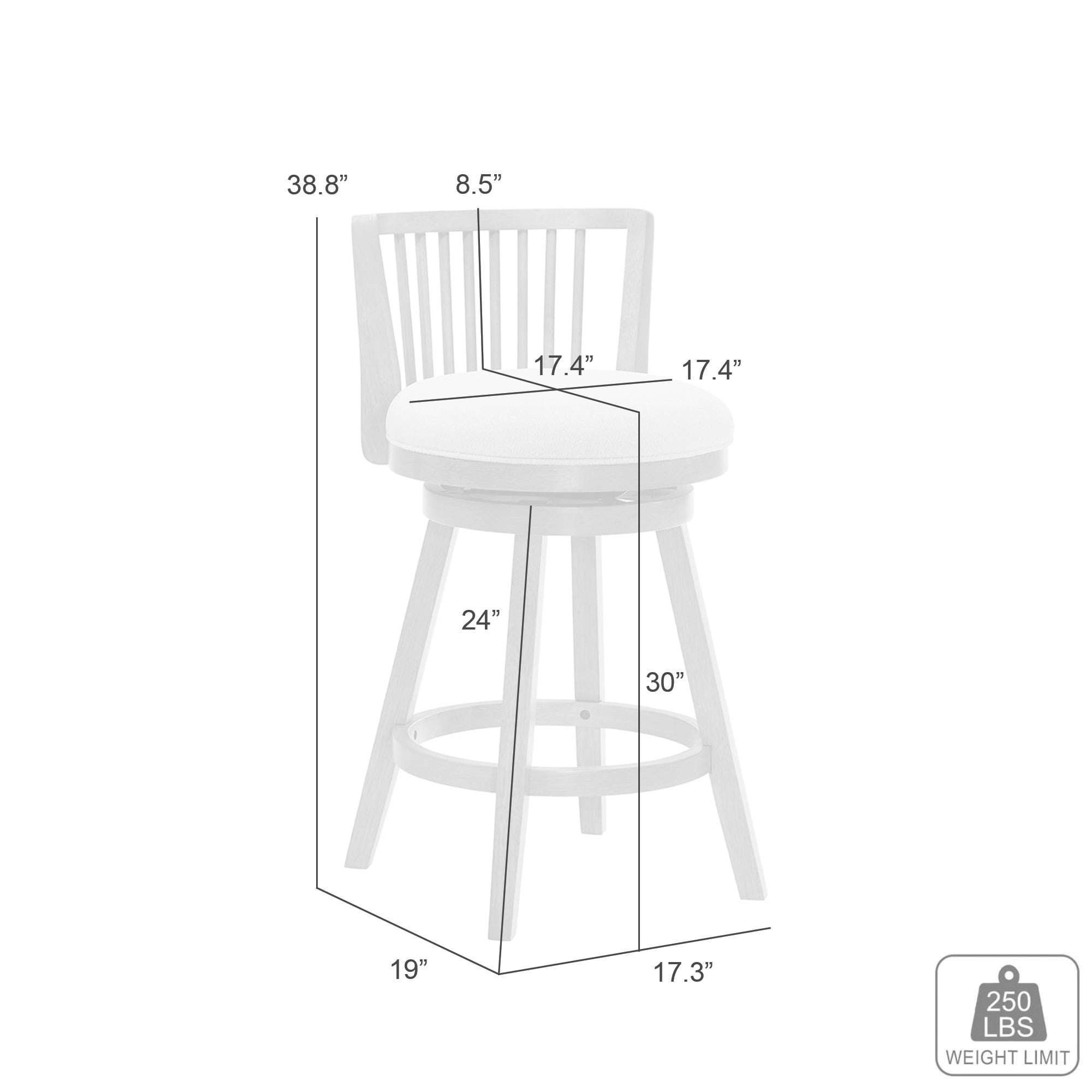Harper 30 in. Amber Glow Bar Height Rubberwood Swivel Barstool with Ivory Fabric Seat - Set of 2