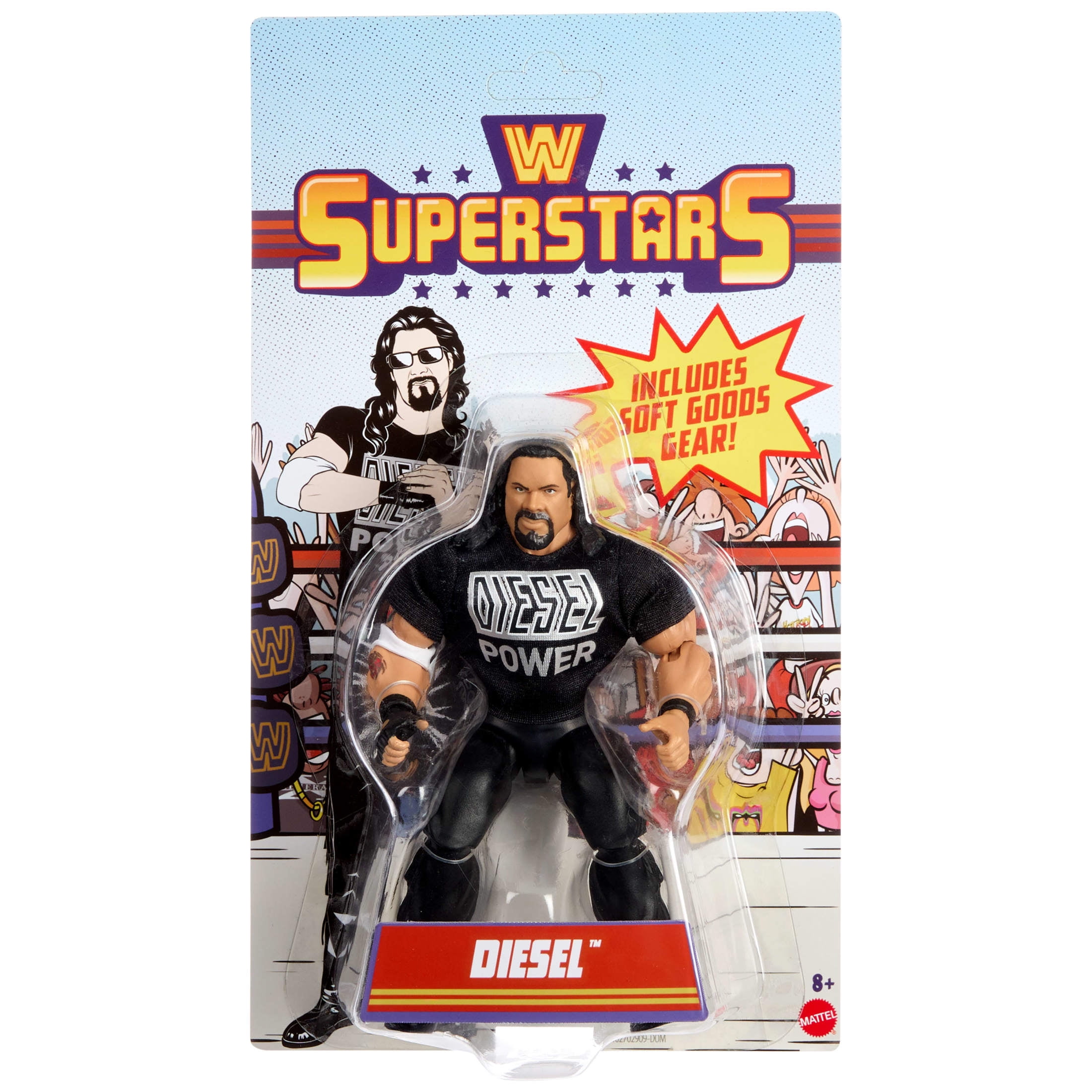 WWE Superstars Diesel Action Figure & Accessories, Series 14 Retro 6-inch Collectible Set