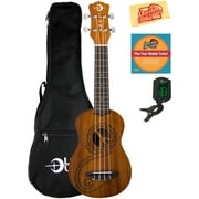 Luna Malu Maluhia (Peace) Mahogany Soprano Ukulele Bundle with Gig Bag, Tuner, Austin Bazaar Instructional DVD, and Polishing Cloth