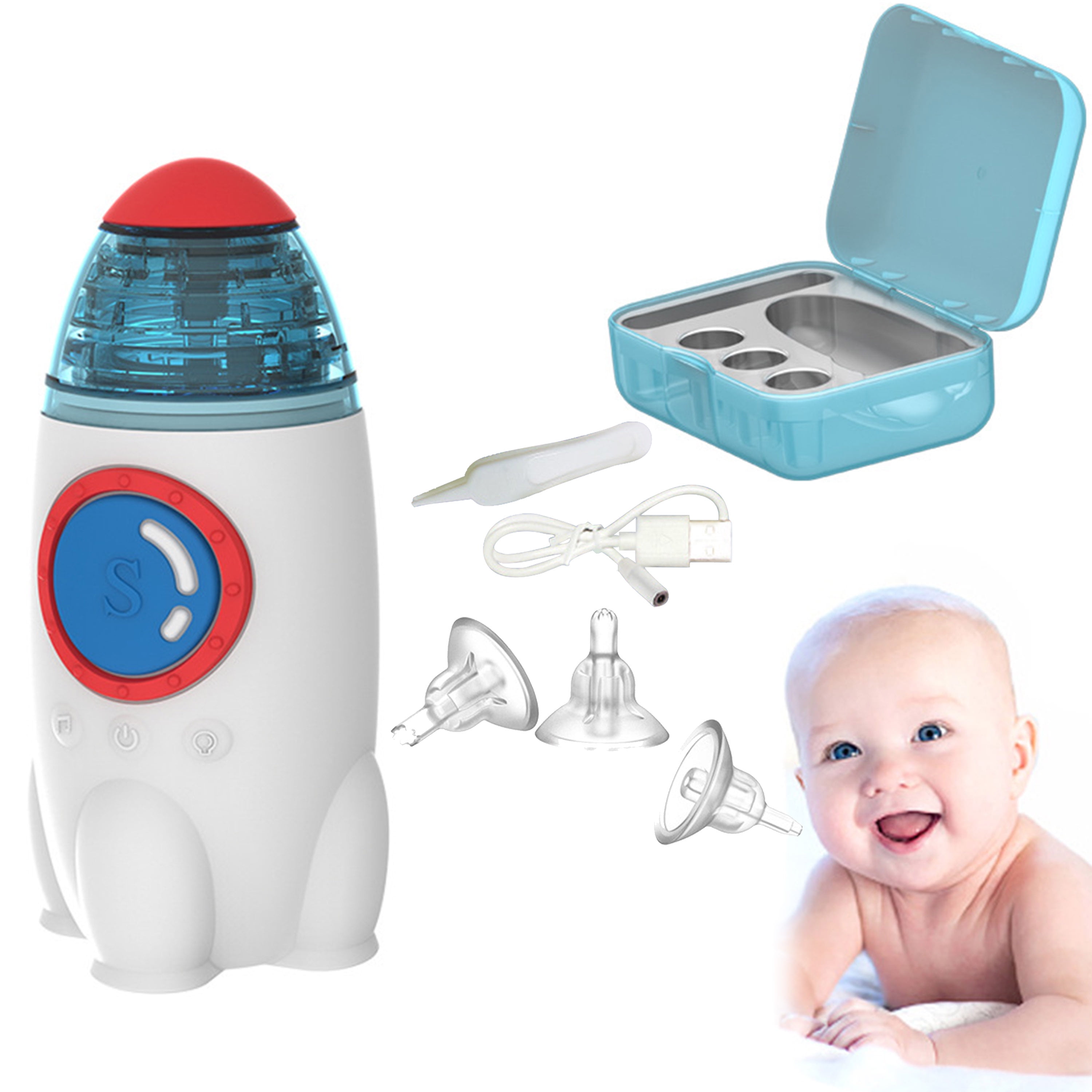 Baby Nasal Aspirator,Electric Baby Nose Sucker,Rechargeable Baby Nose Cleaner,Booger Mucus Sucker for Toddlers Infants Nose Aspirator with Music & Light Function