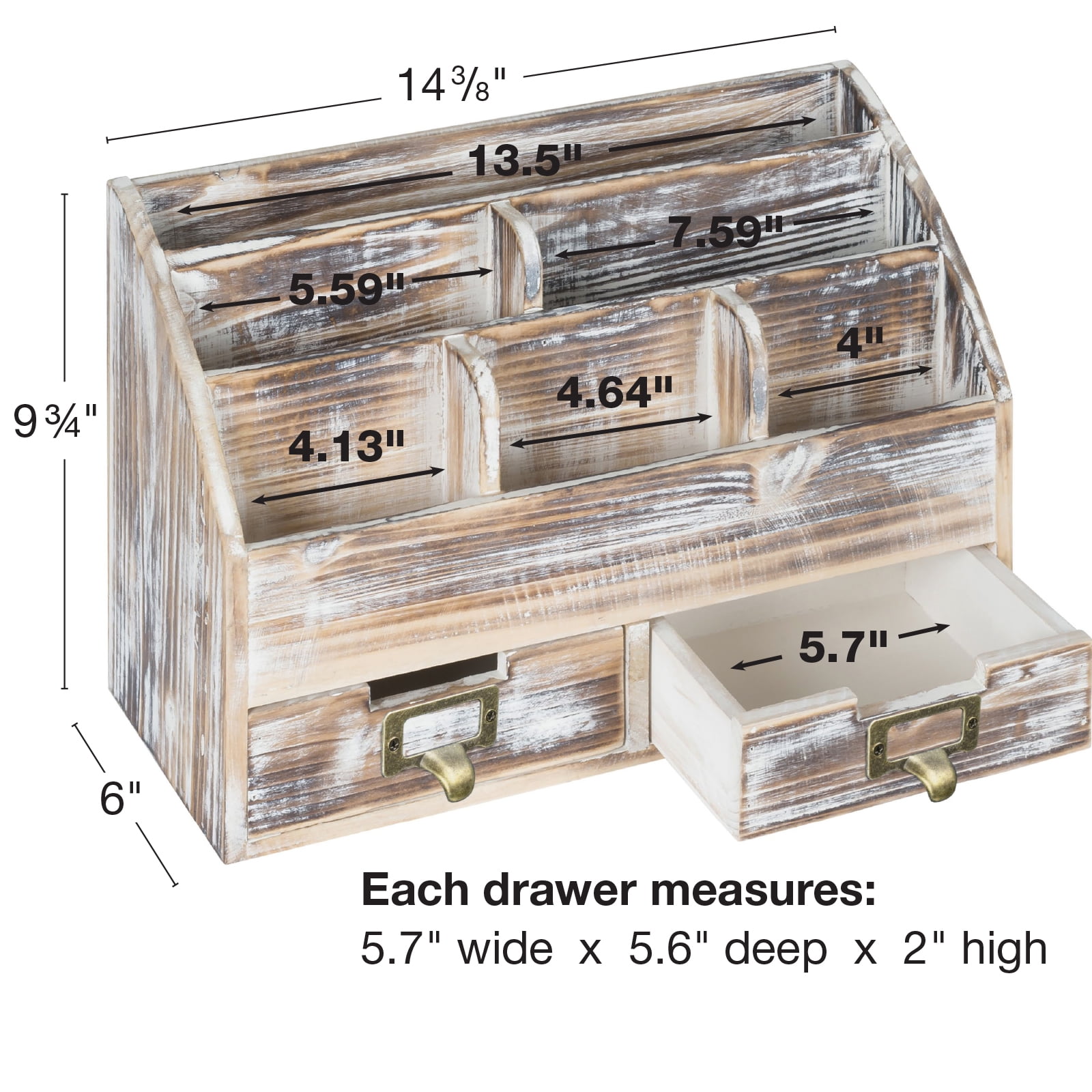 Excello Global Products Rustic Wood Office Desk Organizer - Brown - EGP-HD-0054
