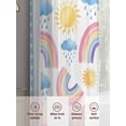 thumbnail image 6 of Rainbows Sun Sheer Curtains 2 Panels Set Blue Cloud Raindrops Blue Border Cartoon Sheer Window Curtains Light Filtering Rod Pocket Voile Drapes for Bedroom Living Room 52"x45", 6 of 9