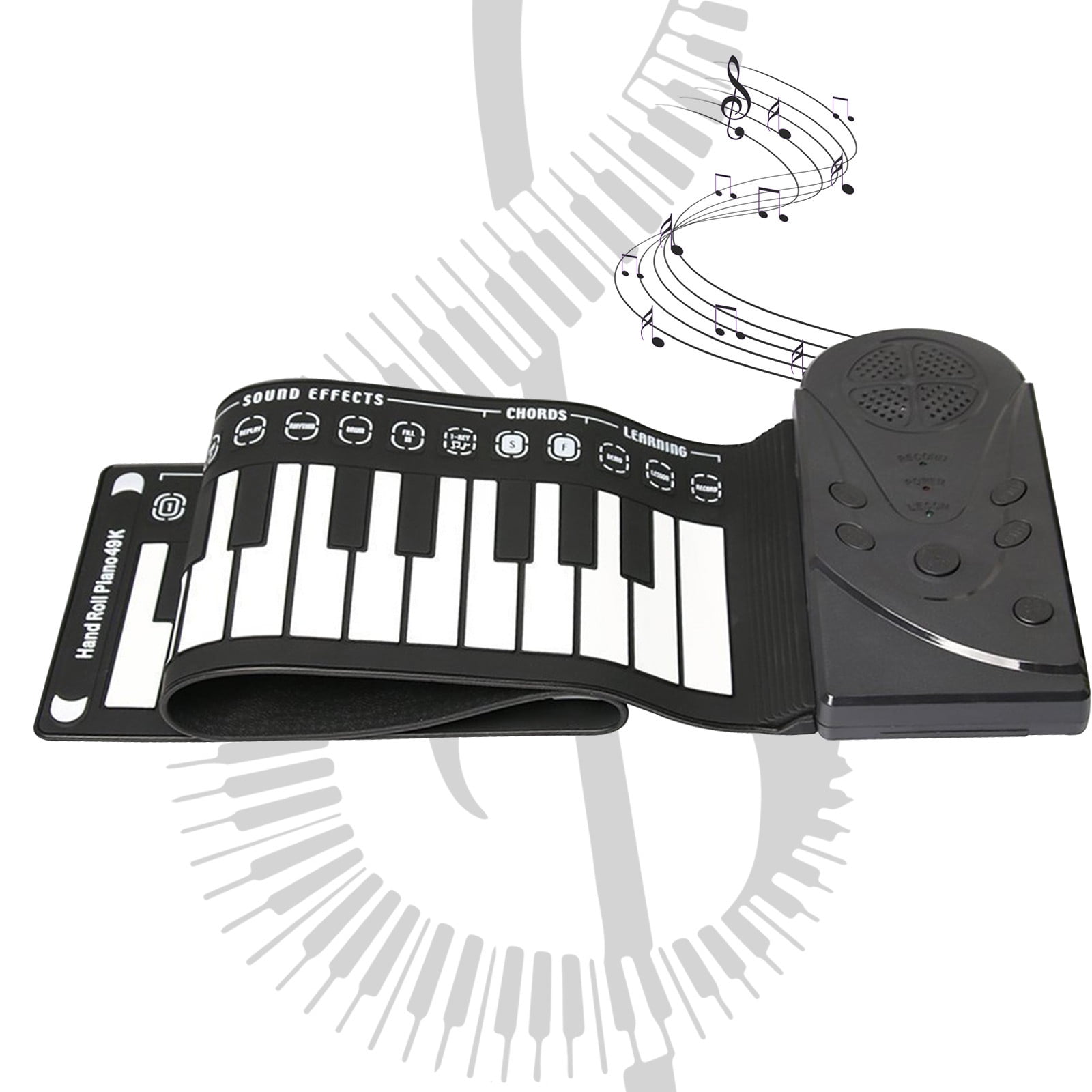 karymi Hand-Rolled Piano with Horn - Portable 49 Keys Organ Piano with Foldable Keyboard Instruments Educational People of All Ages Toys for Ages 5-7