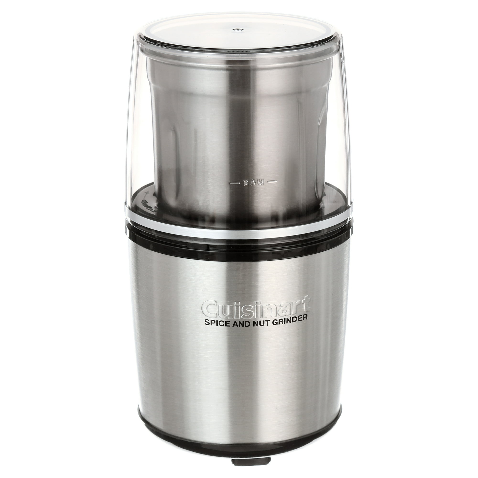 A silver and black spice grinder