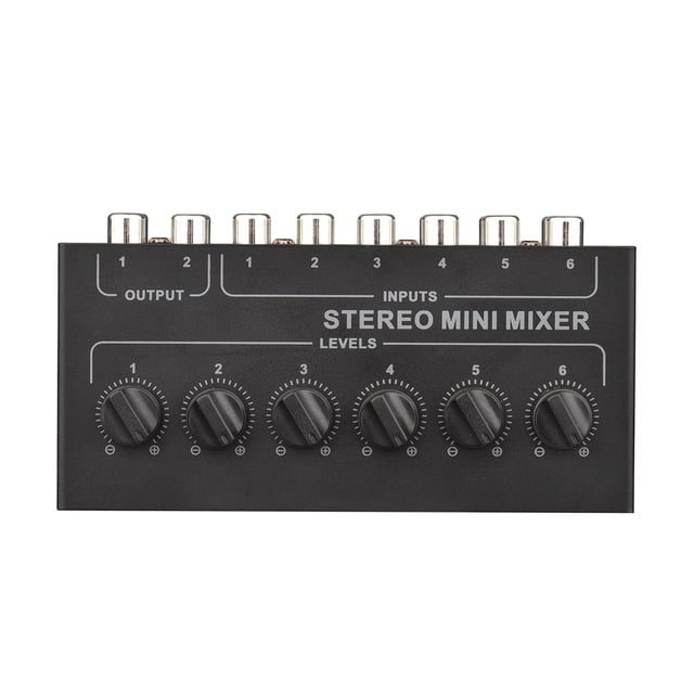 Mezclador Pasivo EstéReo de 6 VíAs Mezclador de Audio PortáTil RCA Distribuidor EstéReo de 6 Entradas y 2 Salidas Control de Volumen No Requiere BateríA