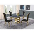 thumbnail image 2 of 5pc. Dining Set with Gray Marble Table and Black Velvet Chairs, 2 of 5