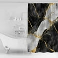 thumbnail image 2 of Abstract Art Shower Curtain, 72" x 72", Gold Black Water Ripple Gradient Marbling Waterproof Bathroom Curtain Washable Shower Curtain Set with 12 Hooks, 2 of 6