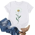 thumbnail image 4 of Daisy Printed T-Shirt for Womens Cotton T Shirts Round Neck Tee Short Sleeve Tops Comfort Casual Tunic Blouses Loose Relaxed Fit Tee Shirts Workout Going Out Outfits Summer 2025, 4 of 5