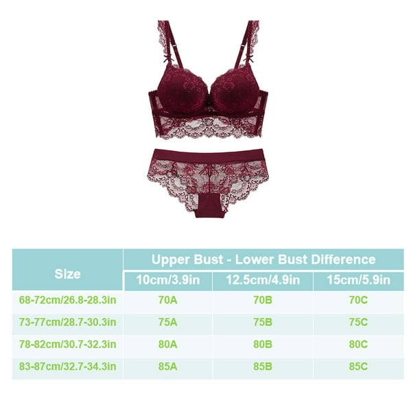 keepw Women's Underwear Set Sexy Classic Brassiere Breathable Skin Friendly  Push-up Bra Adjustable Lingerie Large Size Red 75B 