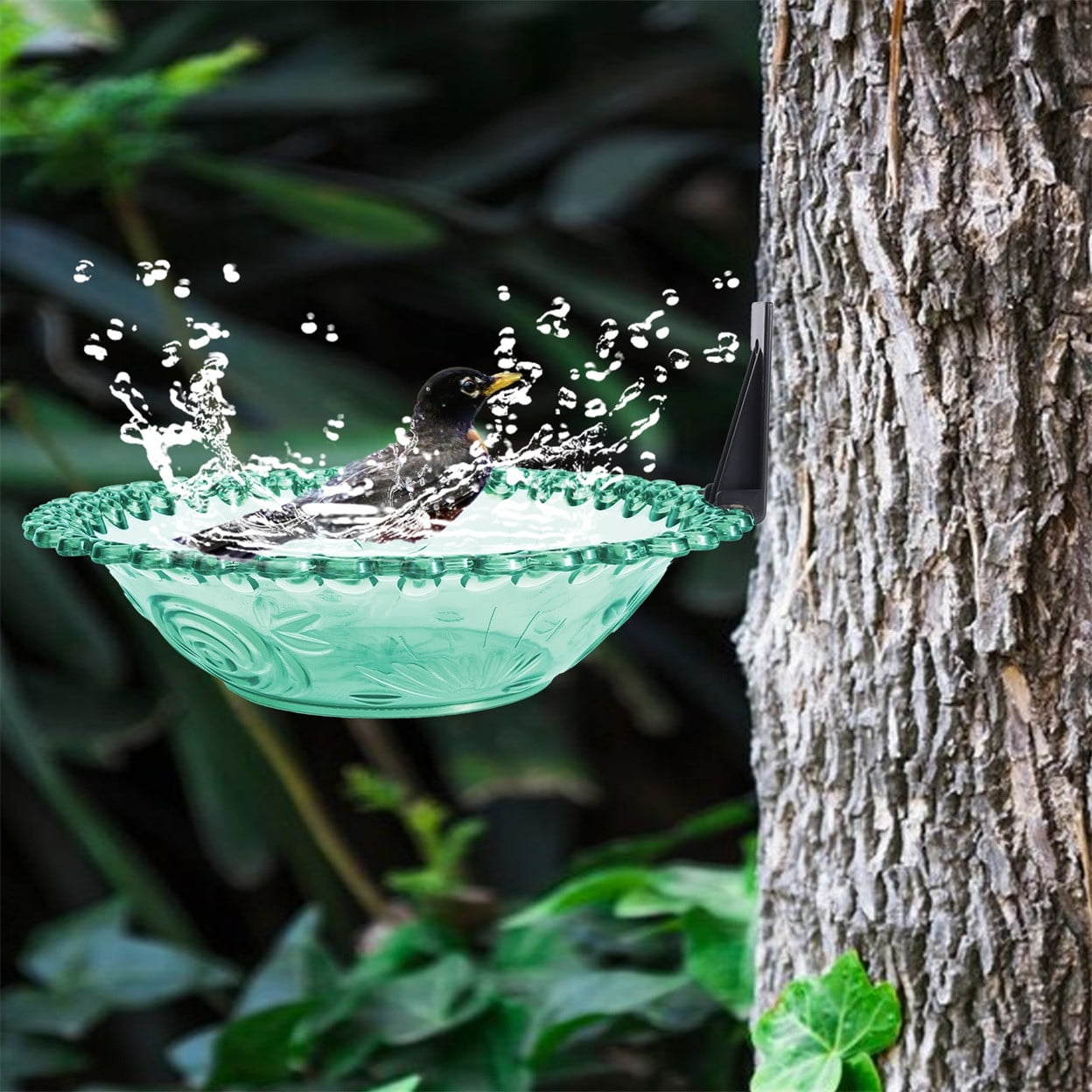 JilgTeok 5 Packs Bird Feeder Hanging Bird Bath Tray Water Bowl Outdoor Plastic Hummingbird Feeder Shower Bird Basin for Outdoors Garden Patio Decoration
