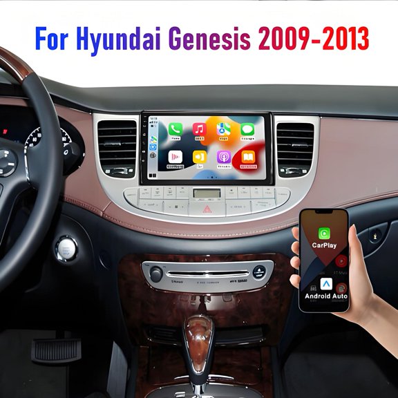 Eforcase 4G+64G Car Stereo Car for Hyundai Genesis 2009-2014 Android with Wireless Carplay Android Auto WiFi GPS Navigation Radio Player 9 Touchscreen Audio Multimedia Head Unit