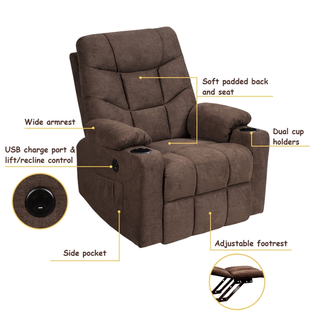Finihen Massage Recliner Sofa, Electric Recliner Chair, Electric Power Lift Recliner Massage Sofa, for Living Room, Bedroom, Brown Finihen Massage Recliner Sofa, Electric Recliner Chair, Electric Power Lift Recliner Massage Sofa, for Living Room, Bedroom, Brown