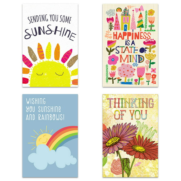 Tree-Free Greetings 16 Pack Blank All Occasion Assorted Notecards with Envelopes,Eco Friendly,Made in USA,100% Recycled Paper,4"x6", Spread Sunshine (FP54170)