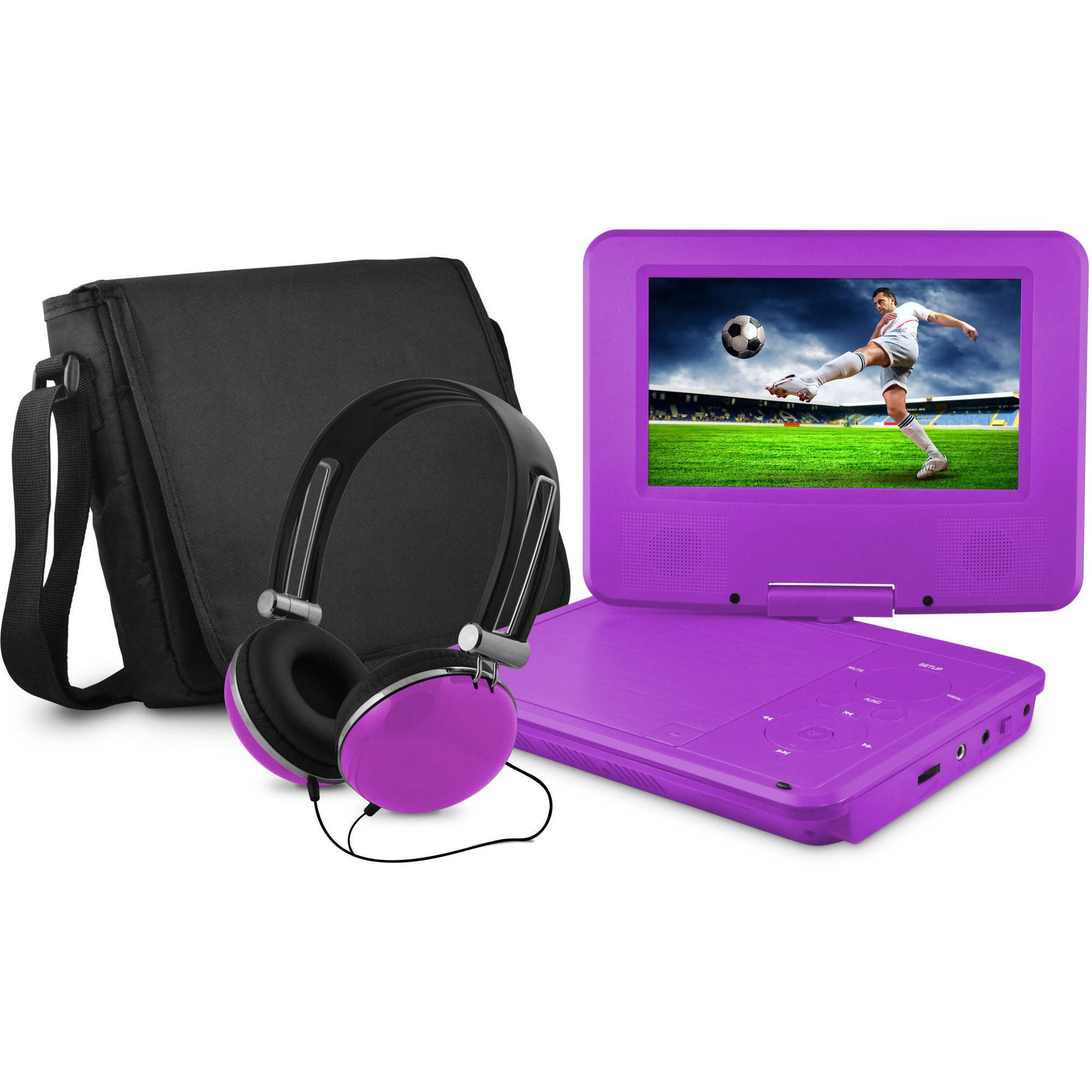 onn. 7" Portable DVD Player with Matching Headphones and Bag