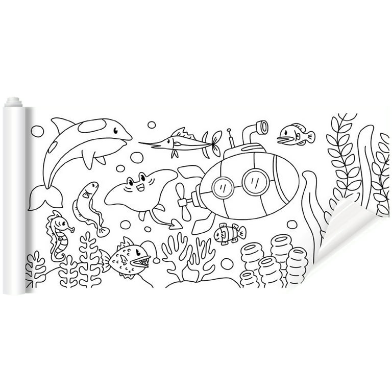 Garhelper Children's Drawing Roll Color Filling Painting Paper Painting Roll Wall Sticker Painting Paper, Size: Sea