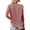 thumbnail image 2 of Fashnice Hauts d'Été pour Femmes Chemises à Manches Courtes Col Rond T-shirt Ample Quotidien Chandail Rose 2TG, 2 of 3