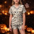 thumbnail image 2 of Leey-World Fall Pajamas Kids Girls Pajama Set Short Sleeve Button Down Satin Girls PJS Kids Sleepwear Summer Nightwear Loungewear Set, 2 of 6