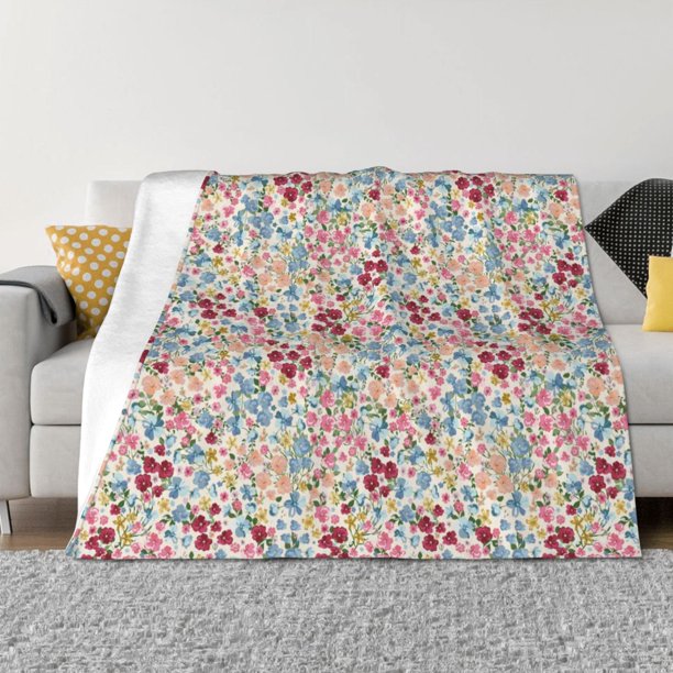 Balery Trendy Floral Design Manta de Franela con Dibujo, Lujo Ultra Suave y Cálido, Antipelusa y Resistente a las Arrugas para Cama, Sofá, Camping -80"x60"