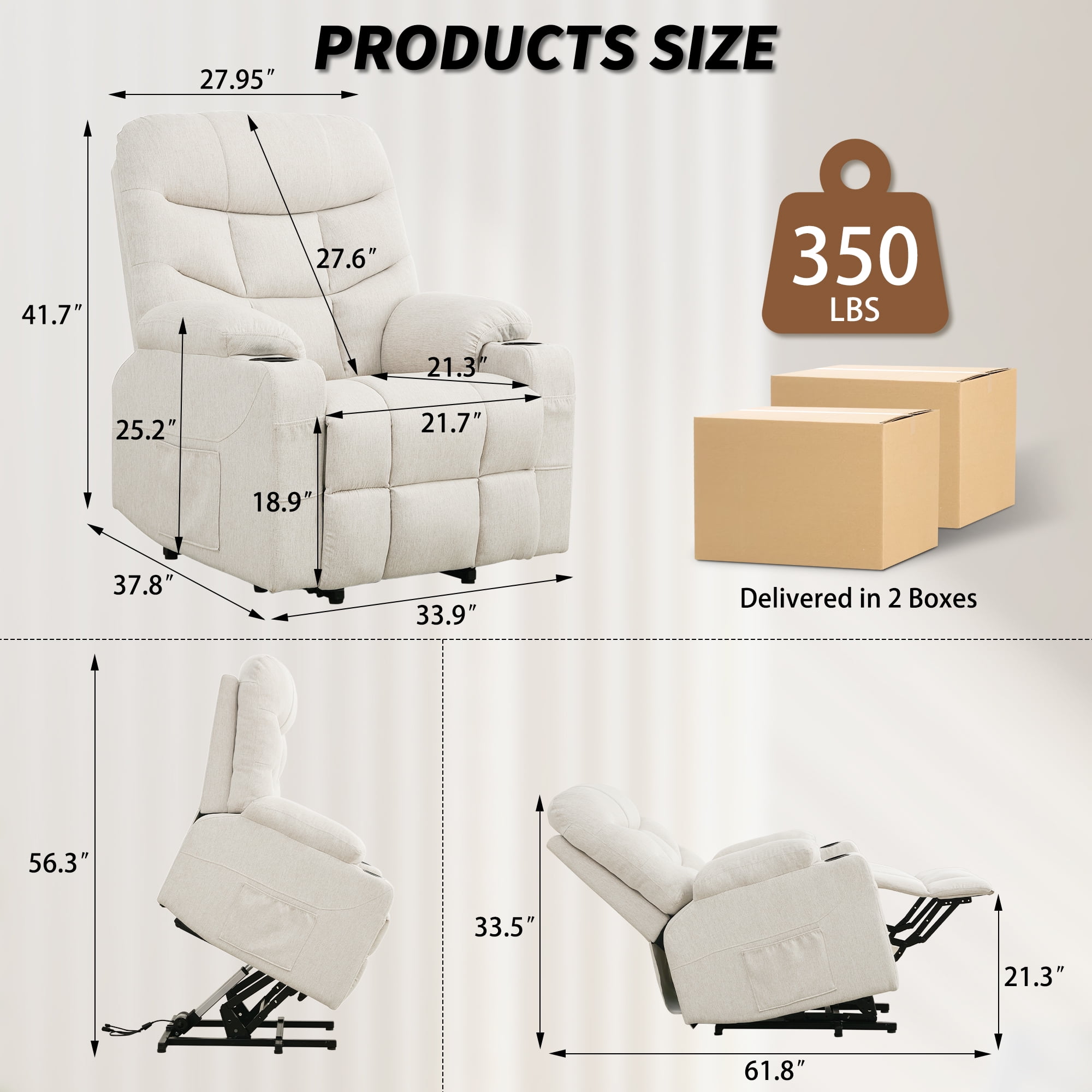 Korser Power Lift Recliner Chair for Elderly with Massage for Living Room,Beige
