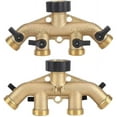 thumbnail image 1 of Garden Brass Hose Splitters 4 Way Tap Hose Connectors Water Distributor Switch Valves, 1 of 4