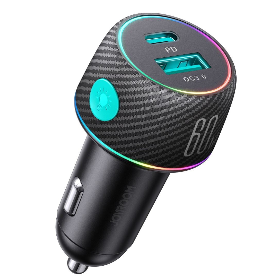 JOYROOM USB C Car Charger, 60W Fast Charging Dual Port PD 30W & QC 3.0
