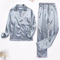 thumbnail image 1 of Conjunto de Pijama de satén de seda para mujer, ropa de dormir para pareja, traje de dormir para mujer, conjunto de dos piezas, ropa de estar por casa de talla grande, 1 of 4