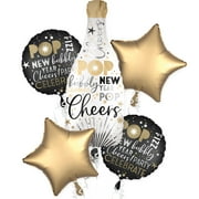 Party City Champagne Bottle New Year’s Eve Balloon Bouquet, Party Supplies, 5 Count
