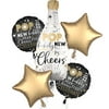 Party City Champagne Bottle New Year’s Eve Balloon Bouquet, Party Supplies, 5 Count