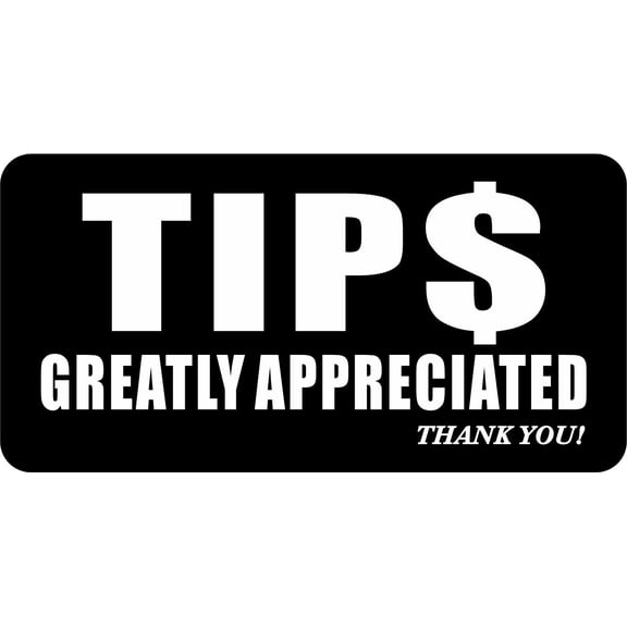StickerTalk Tips Greatly Appreciated Vinyl Sticker, 5 inches x 2.5 inches