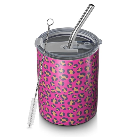 Leopard 12oz Stainless Steel Coffee Mug – Double-Wall Insulated Cup with Spill-Resistant Lid, 360° Full-Print Design, Keeps Drinks Hot & Cold for Home, Office, Travel,Thanksgiving,Christmas