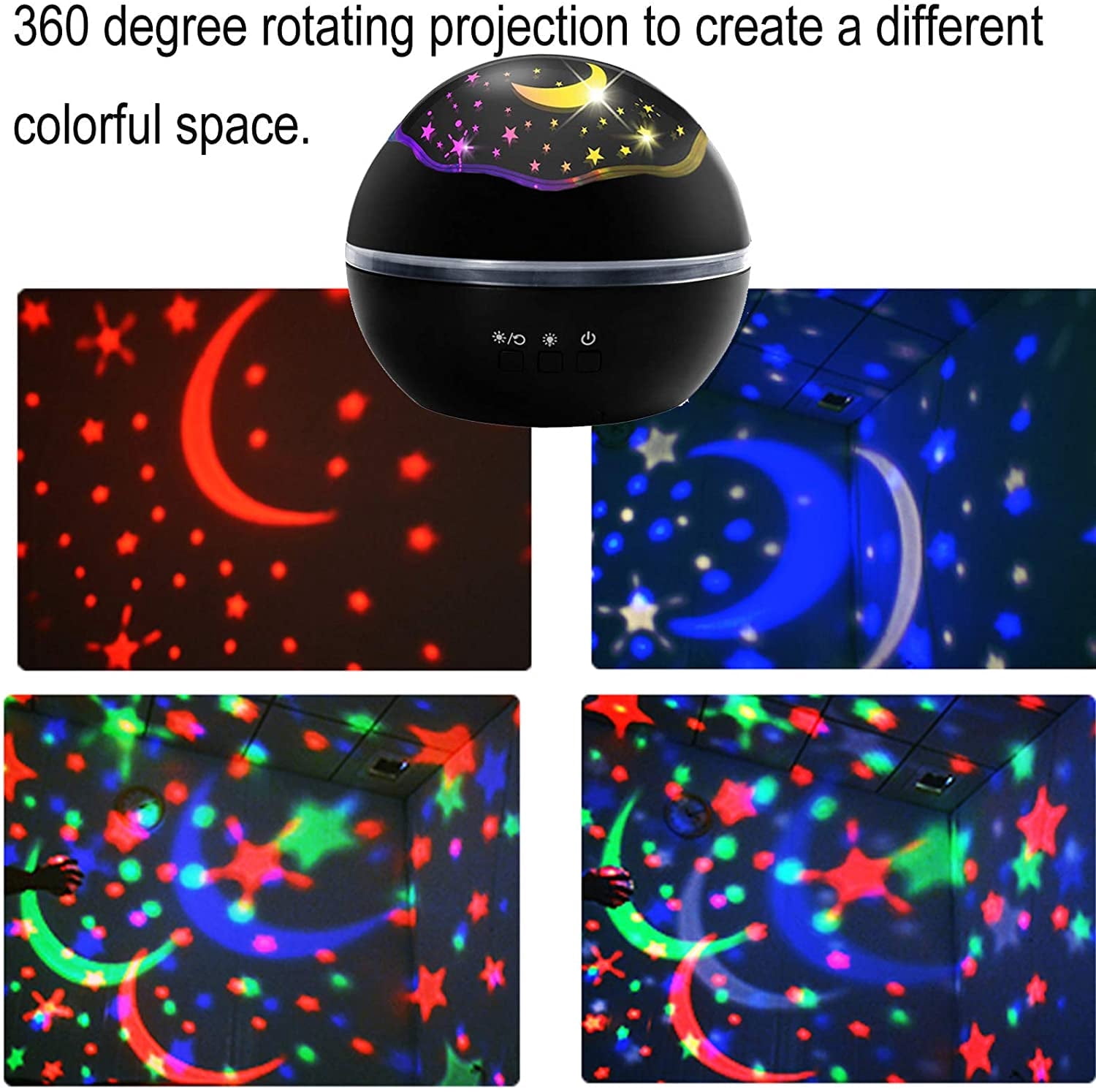 Night Light Projector Kids Star Night Light Ocean Projection Lights 8 Colors Changing Lamp 360 Degree Rotating Warm Sleeping Light for Kids Boys Girls Children Baby Bedroom Decoration Birthday Party