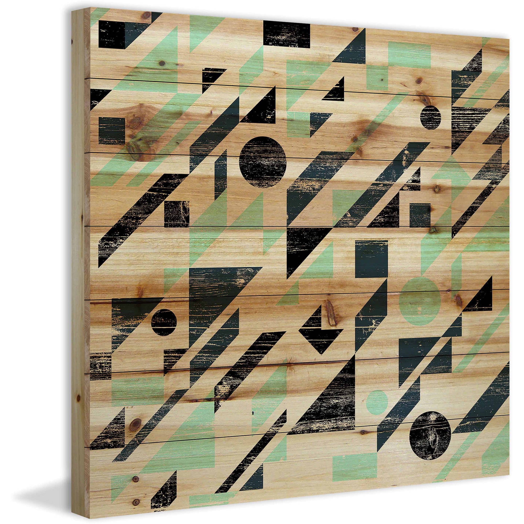 Marmont Hill - "Maze To Circles" Painting Art Print On Natural Pine Wood, 24.0" x 1.5"