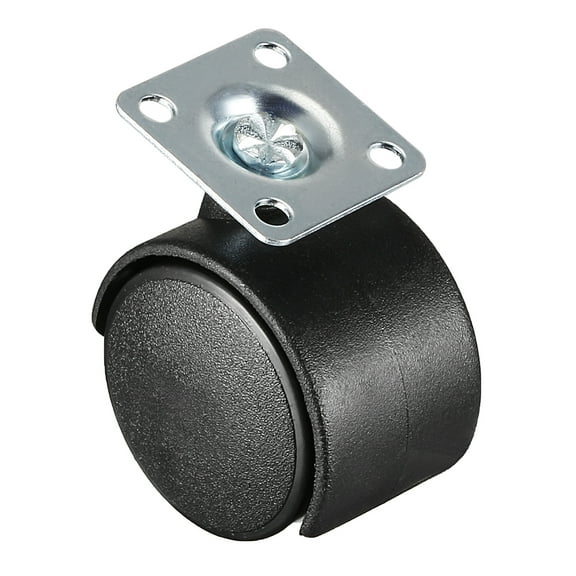 Unique Bargains 1.46 inch Swivel Casters Nylon Twin Wheel, Top Plate Mount Swivel Caster Black