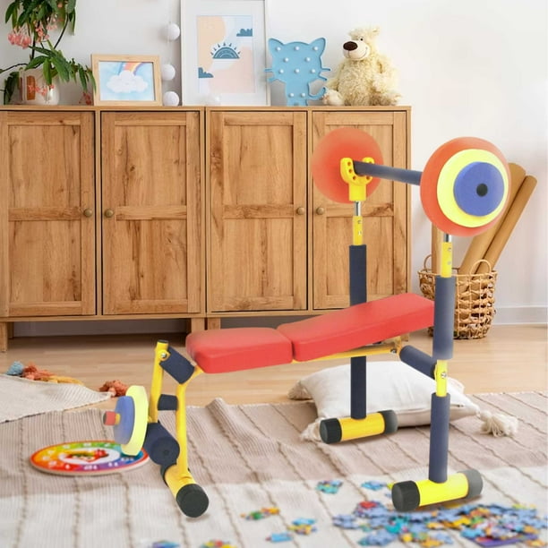 Redmon Fun and Fitness Exercise Equipment for Kids Weight Bench Set