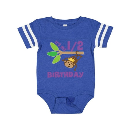 

Inktastic Half Birthday 6 Months Baby Monkey Gift Baby Boy or Baby Girl Bodysuit