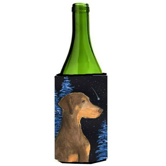 Starry Night Doberman Wine bottle sleeve Hugger - 24 oz.
