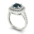 thumbnail image 2 of 1.615 ct Round Cut Natural London Blue Topaz Solitaire with Simulated Diamond Accents 14K White Gold Womens Engagement Ring, 2 of 5
