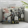 thumbnail image 3 of Orinice Graffiti Art Graphic Decorative Pillow Cover for Home Couch Living Room Bed Sofa, High-Quality, 1PC 22x22in, 3 of 5