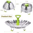 thumbnail image 3 of Steamer Basket, Stainless Steel Folding Steamer with Extending Removable Center Handle Insert for Veggie Seafood Cooking to Fit Various Size Pot(7" to 11"), 3 of 5