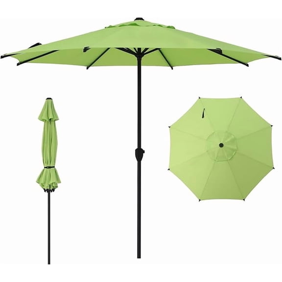 Abba Patio 9ft Outdoor Patio Umbrella w/ Push Button Tilt and Crank, 8 Ribs, Lime