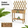 thumbnail image 3 of Costway Wood Raised Garden Bed with Trellis Storage Shelf Wheels Liner Drainage Holes, 3 of 10