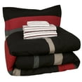 thumbnail image 2 of Twin XL Comforter Set, Rugby Stripe Red Reversible Bed in a Bag, 2 of 11