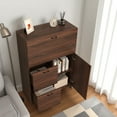 thumbnail image 2 of GZXS Desk Cabinet with Fold-Up Desktop, 2 Drawers & Adjustable Shelf, Modern Secretary Desk Space-Saving Organizer for Home, Office, Kitchen, Dorm (Walnut), 2 of 7