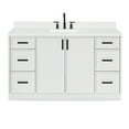 thumbnail image 2 of Ariel Kelly 60 Inch Single Rectangle Sink Bathroom Vanity With Carrara White Quartz Countertop 1.5 Inch Edge In White, 2 of 12