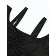 thumbnail image 2 of Women's Black Off-the-Shoulder Lace Trim Cocktail Dress, Sweetheart Neck Cold Shoulder Handkerchief Hem Party Dress, 2 of 3
