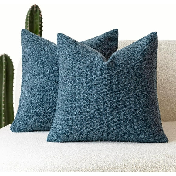 Lot de 2 Housses de Coussin Texturées en Bouclé, Taies d'Oreiller Lombaires Unies d'Accent, Douillettes et Douces, Décoratives pour Canapé, Housse de Coussin pour Chaise, Sofa, Chambre, Salon, Déco Maison, 12 x 20 Pouces, Beige